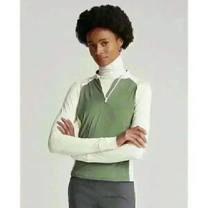 NEW! RLX Golf Ralph Lauren Women's L Color-Blocked Jersey Zip Pullover NWT $148